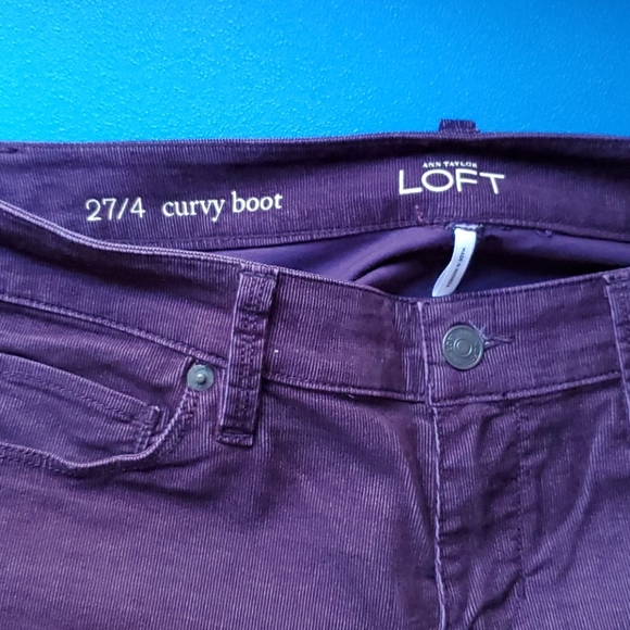 Loft eggplant corduroy curvy boot jeans size 27/4 - Picture 5 of 11